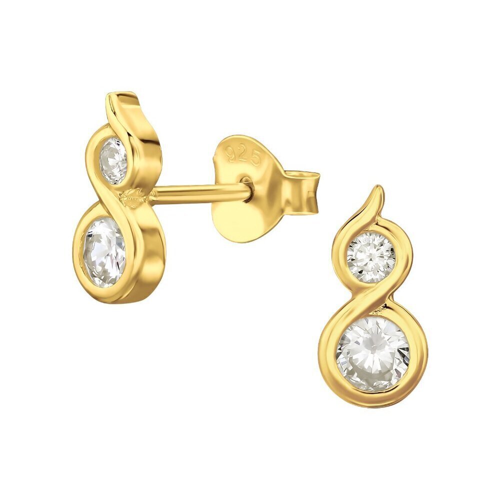 14K Gold Vermeil Infinity Ear Studs | 4 CZ Stones